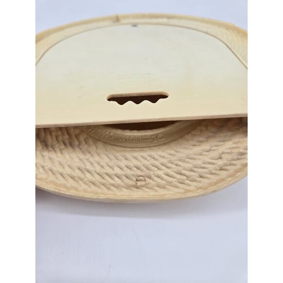 Vintage 80s Cottagecore Straw Bonnet Wall Pocket Molded Plastic Planter Daisy - Picture 6 of 12